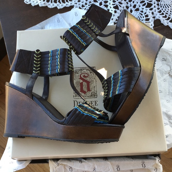 Decree “Luna” Brown Ankle Wrap Platform Wedge Sandals Sized 7, NIB - Picture 2 of 8
